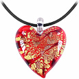 Antica Murrina Veneziana Passione - Red- Gold and Black Murano Glass Heart Pendant