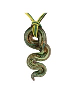 Antica Murrina Veneziana Santiago - Green Murano Glass Snake Pendant Necklace