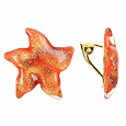 Tosca - Orange Murano Glass Starfish Clip-on Earrings