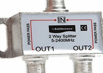 Antiference AS02 2 Way F-Type Indoor TV Signal Splitter