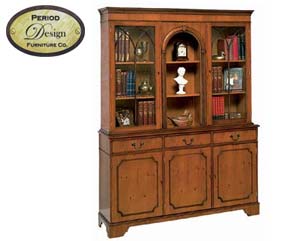 3 door gothic bookcase with arch