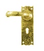 antique Style Brass Lock Door Handles 152x47mm 2451