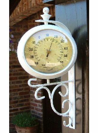 Antique White Clock/Thermometer