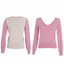 Antoni & Alison in the Department Store Pink two tone v neck jumper