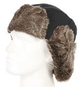Black and Faux Fur Trapper Hat