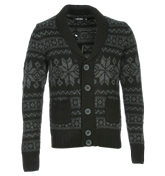 Antony Morato Black and Grey Shawl Collar Cardigan