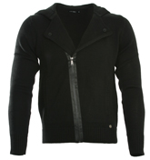 Black Hooded Full Zip Sweater