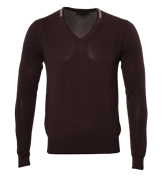 Antony Morato Dark Burgundy V-Neck Sweater