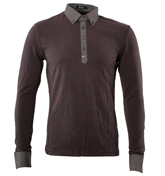 Antony Morato Dark Purple Long Sleeve Polo Shirt