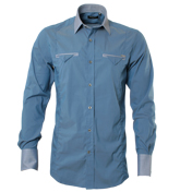 Antony Morato Plain Blue Long Sleeve Slim Fit