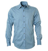 Antony Morato Plain Mid Blue Long Sleeve Slim