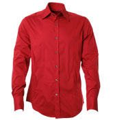 Antony Morato Plain Red Long Sleeve Slim Fit Shirt