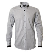 Antony Morato White and Navy Stripe Long Sleeve