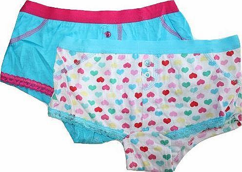 Anucci 2 Pk Girls Hearts   Blue Lace Trim Shorts 7-8 BR229