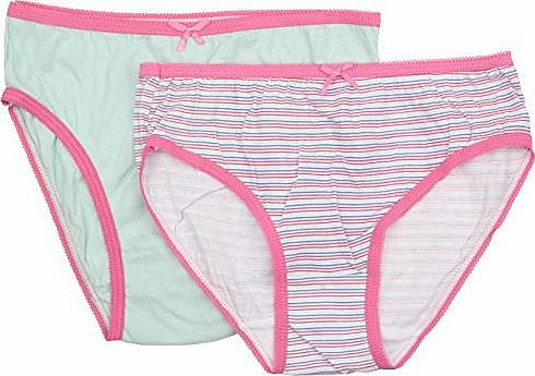 Anucci 2 Pk Girls L.Green & Stripe Bikini Briefs Age 2-3 BR227