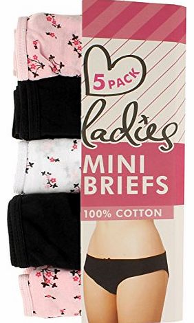5x Ladies Mini Briefs Anucci Cotton Knickers Multi UK 14