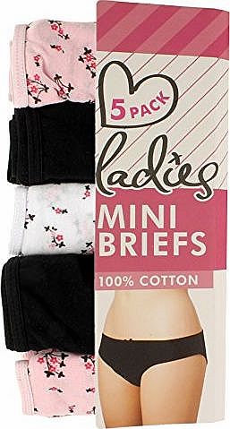 Anucci 5x Ladies Mini Briefs Anucci Cotton Knickers Multi UK 16