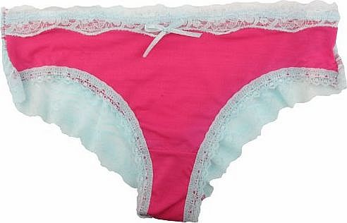 Anucci Lace Trim Mini Briefs Hot Pink   Blue BR339 Size 10