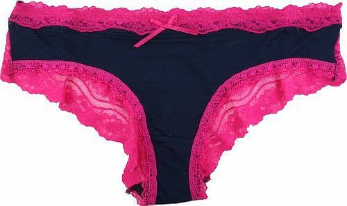 Anucci Lace Trim Mini Briefs Navy Blue   Pink BR339 Size 12