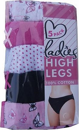 Anucci Ladies High Leg Briefs - Pink White Butterfly - 14