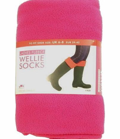 Anucci Ladies Plain Fleece Welly Socks / Boot Liners (UK 6 - 8, Pink)