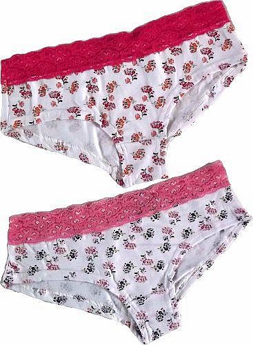 Shropshire Supplies Pack of 2 Ladies / Womens Floral Print Briefs Knickers Cotton with Elastane Bikinis Boxers Shorts (14)