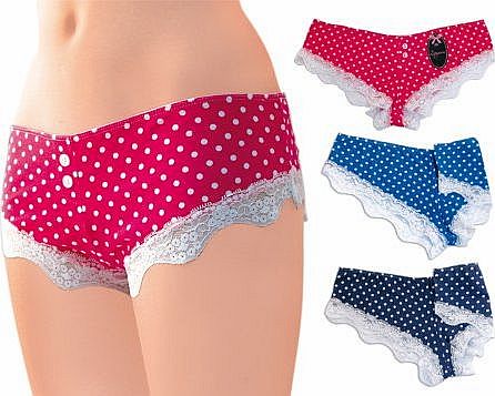 Anucci Womens/Ladies Underwear Anucci Lingerie Large Spot Print Boxer Briefs With Lace Trim (14, Turquoise)