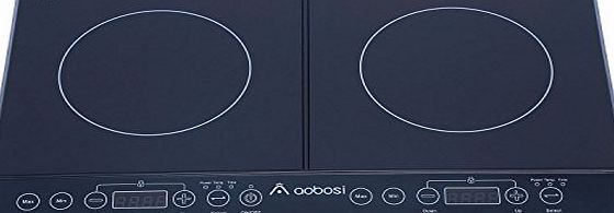 Aobosi Digital Electric Double Induction Hob 2800 Watts Fashion Black Crystal Glass LED Display with Sensor Touch Control Safety with Child Lock Function