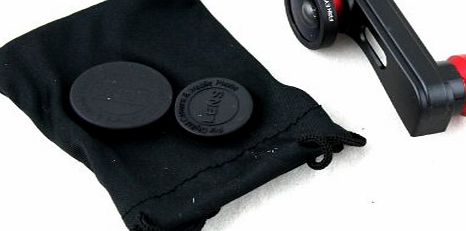 Apexel 3-in-1 180 Degree Fish Eye 0.67x Wide/Macro Camera Lens with Pouch for iPhone 5/5S - Red