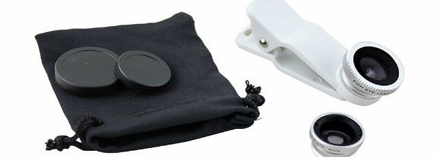 3 in 1 Fish Eye + Wide Angle Macro Lens Phone Camera Kit for iPhone/ Samsung Phones Tablets - Silver