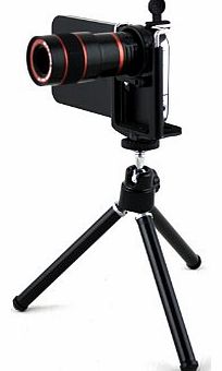 8x Optical Zoom Telescope Camera Lens Kit with Tripod and Back Case for iPhone 6
