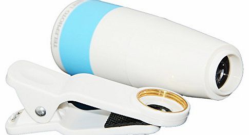 Apexel 8X Zoom Lens Universal Clicker Telephoto Telescope for iPhone 6/6 Plus 5G/5S/4/ Samsung Galaxy/LG/HTC/Sony/Tablet - Blue