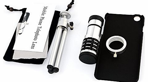 Telescope Lens Kit Phone Camera Lens 12x Zoom + Tripod and Back Case Cover for iPhone 6 Plus