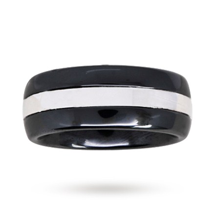 APM Monaco Black Cermaic Ring With Silver Band
