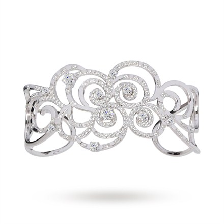 Escargot Silver Bangle With Swarovski