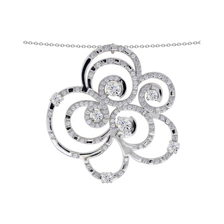 Escargot Silver Flower Pendant With