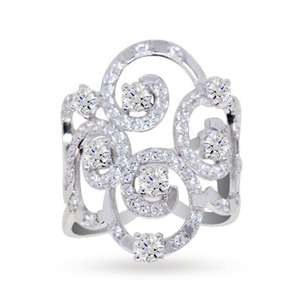 Escargot Silver Ring With Swarovski