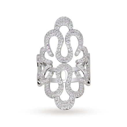 Pacifique Silver Ring With Swarovski