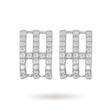 Silver Cubic Zirconia Barrel Earrings