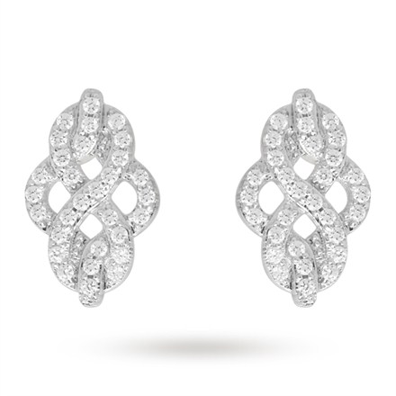 APM Monaco Silver Cubic Zirconia Celtic Earrings