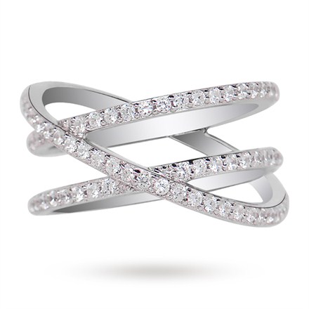 Silver Cubic Zirconia Set Ring - Size