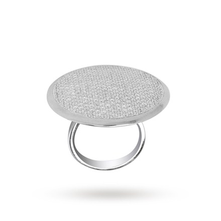 silver cubic zirconia wide Set Ring -