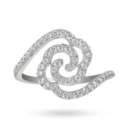 Silver Gardenia Ring Set With
