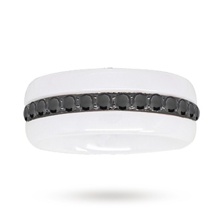 APM Monaco White Ceramic Ring With Black