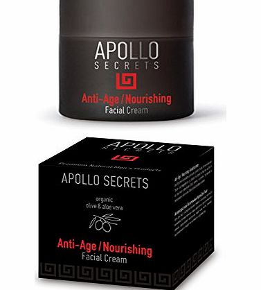 Apollo Secrets Facial Cream 50ml Anti-Age / Nourishing for Men with organic Olive and Organic Aloe