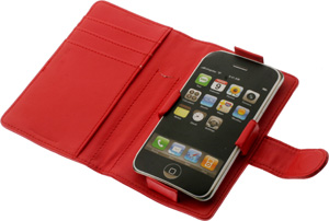 iPhone Leather Case and Card-Wallet Style - Red Colour - LIMITED SPECIAL!