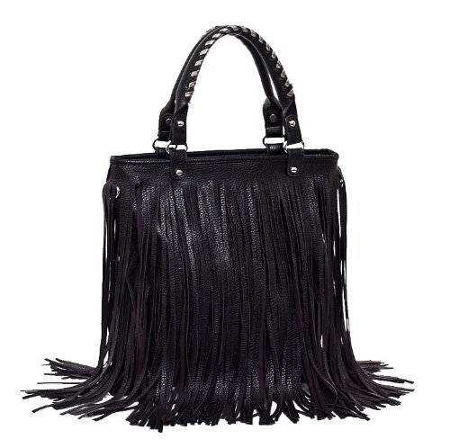 Fashion Women Punk Tassel Fringed Handbag Tote Shoulder Purse Bag