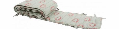 April Showers Clouds cot bumper - coral and water green 60x120