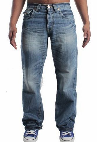 APT Jeans Mens Branded Designer Boot Cut Light Wash Jeans, A42 Waist 28 - 48 (32 Long Leg, Light Wash)