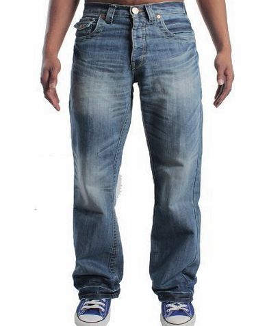APT Jeans Mens Branded Designer Boot Cut Light Wash Jeans, A42 Waist 28 - 48 (38 Regular Leg, Light Wash)